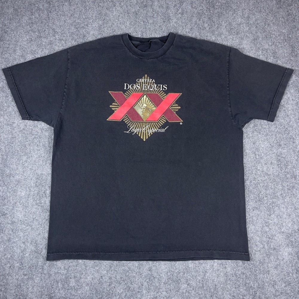 Dos Equis Graphic T-Shirt Mens XL Faded Black Cerveza Lager Especial